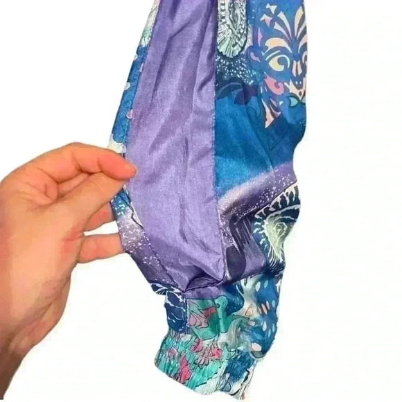 Vintage Lavon Purple Blue Psychedelic Funky Seashell Windbreaker Jacket size LP - Picture 13 of 13